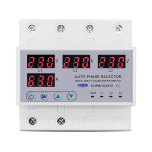 TOMZN 100A 63A 3 phase 3P+N DIN Rail Phase Selector Adjustable Over And Under Voltage Current Protection Monitor Relay Protector