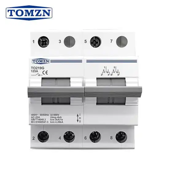 Tomzn TOSF-125 2P 125A MTS Dual Power Manual Transfer Isolating Switch Interlock Circuit Breaker TOMZN breaker type Change Over