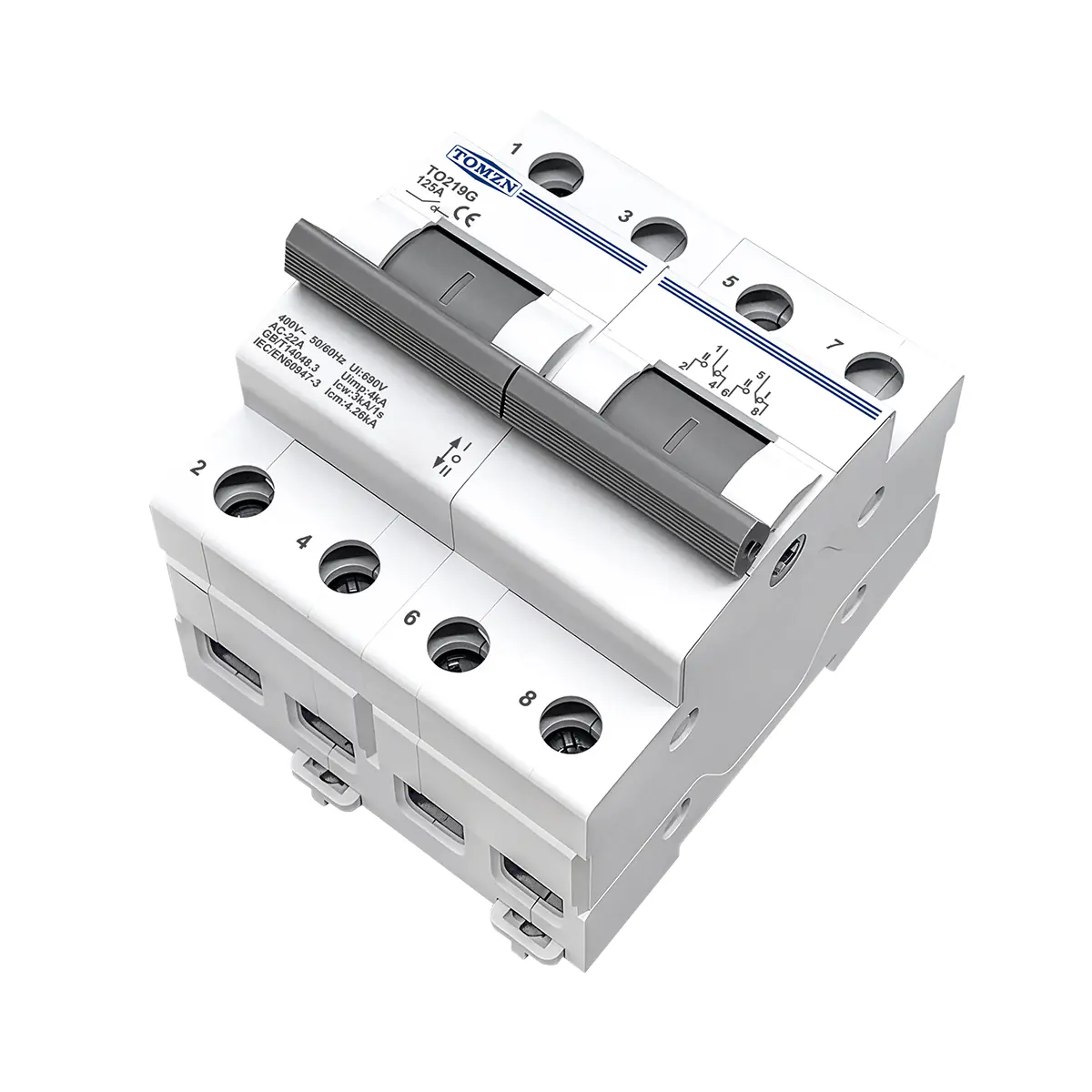 Tomzn TOSF-125 2P 125A MTS Dual Power Manual Transfer Isolating Switch Interlock Circuit Breaker TOMZN breaker type Change Over - Image 2